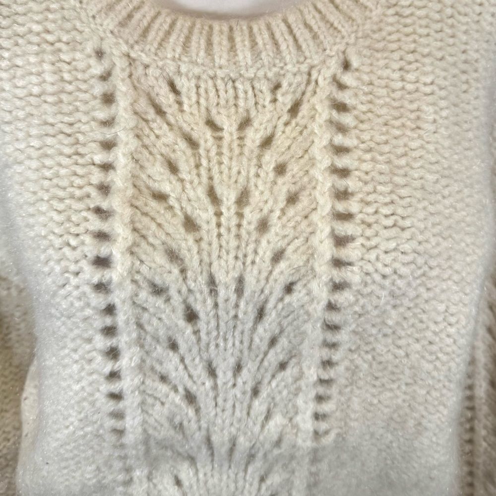 Paris Atelier & Other Stories wool blend off white eyelet sweater small NWOT - Picture 4 of 9